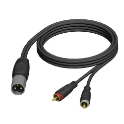Audio Cable XLR male to 2 x RCA male 
